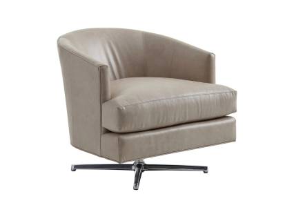 Graves Leather Swivel Chair - Polished Chrome