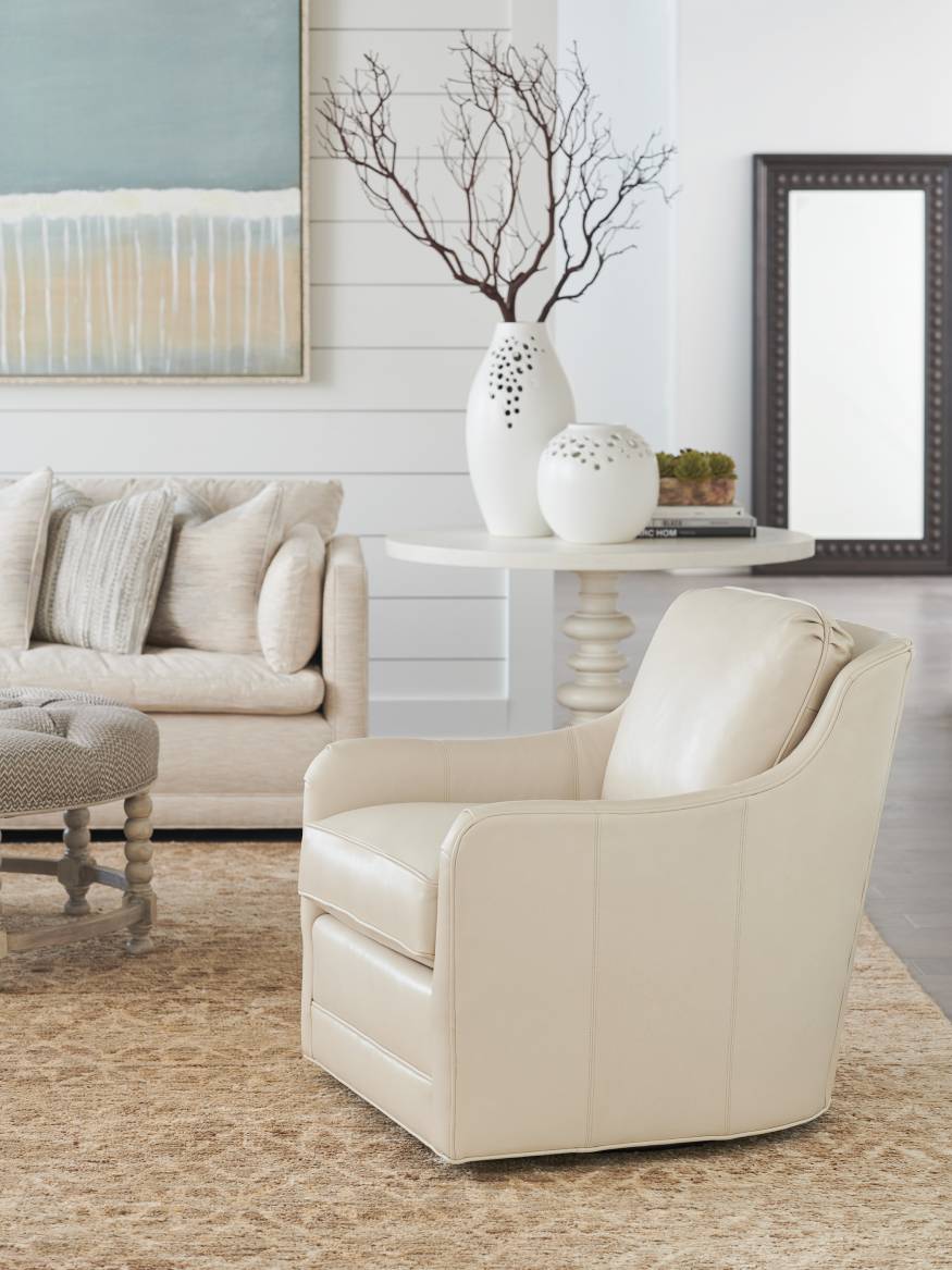 Glenhaven Leather Swivel Chair | Lexington Home Brands